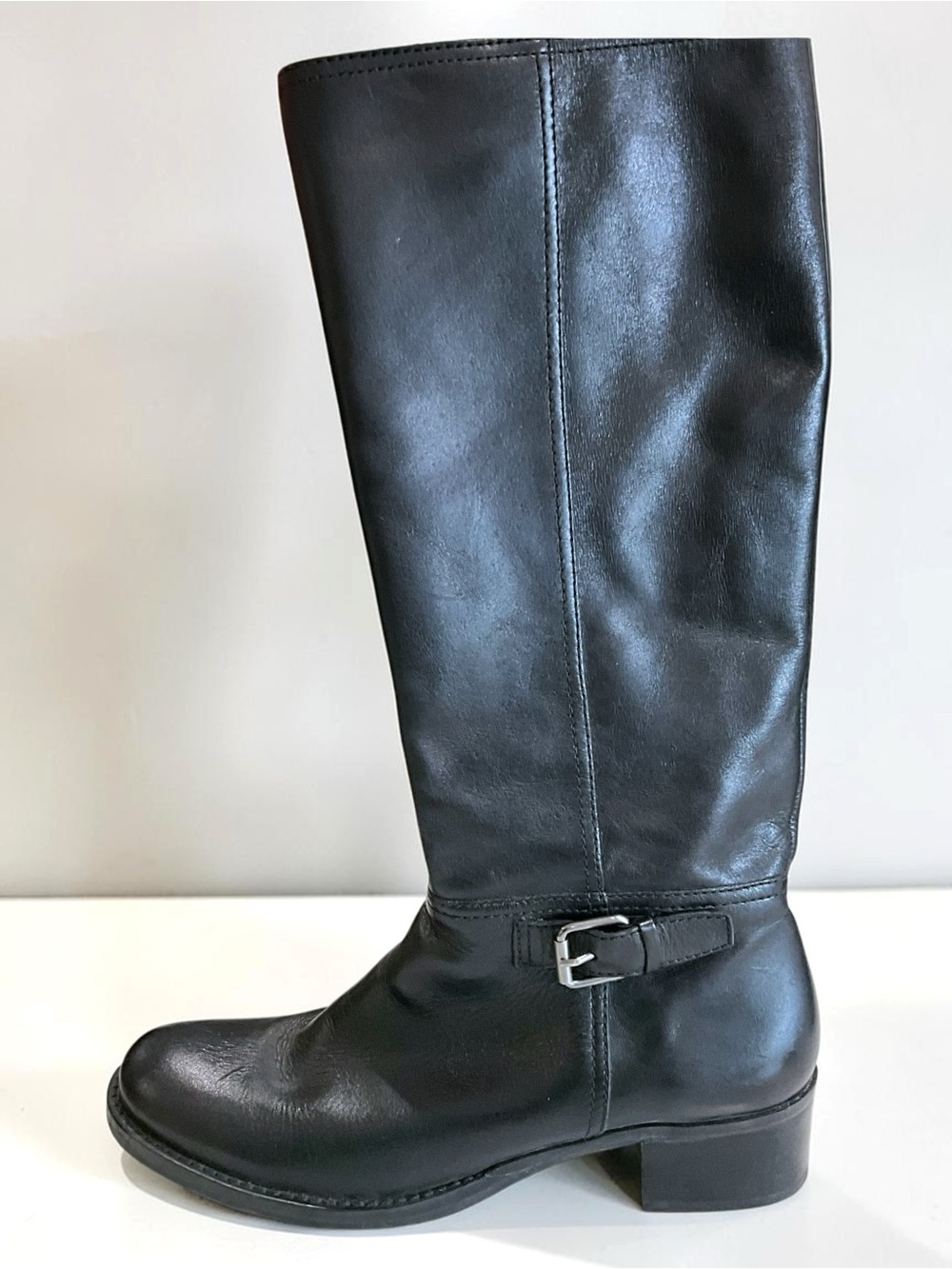 White Mountain Hunter Tall Black Leather Riding Moto Boots Women’s Size 9M